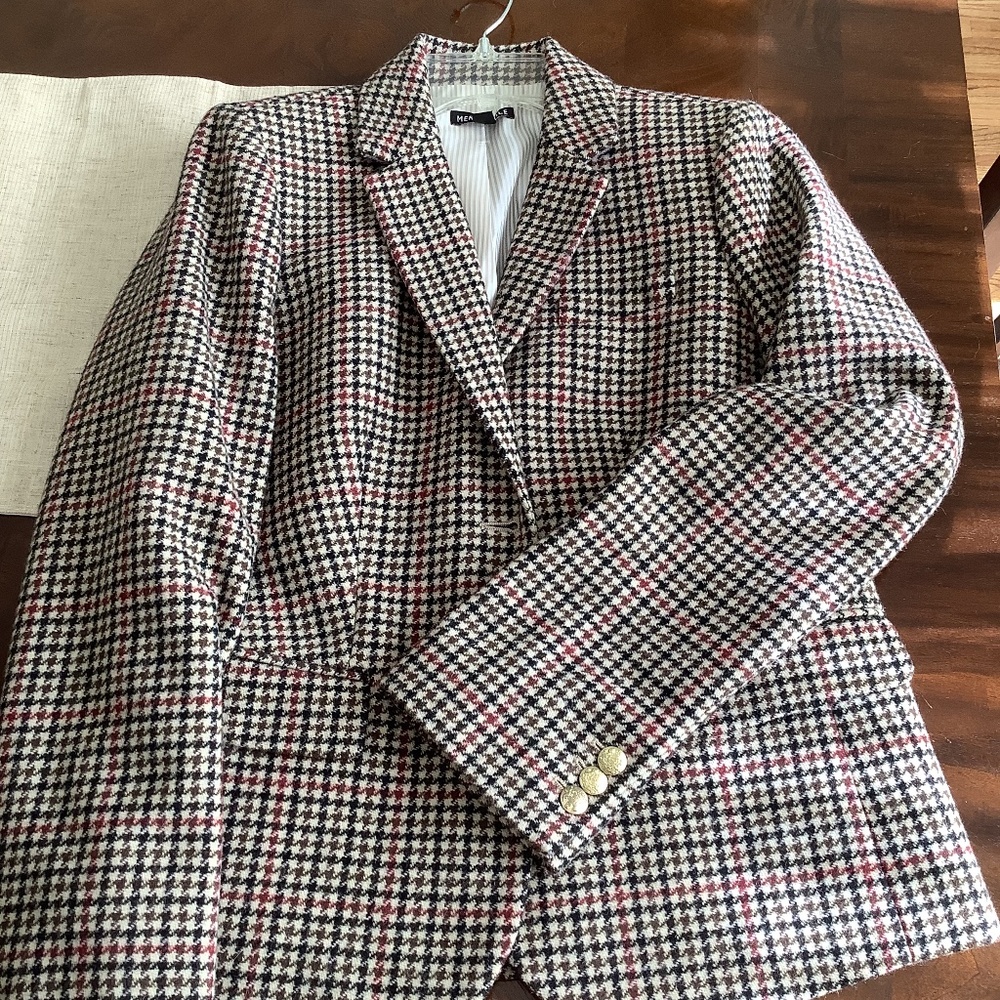 J Crew Mercantile wool  schoolboy blazer in houndstooth